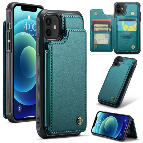 iPhone 12 / 12 Pro CaseMe C22 Card Slots Holder RFID Anti-theft Phone Case - Blue Green